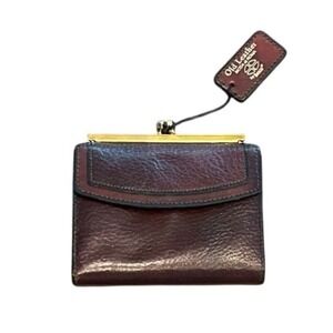 Vintage Bosca Old Leather Moda di Roma Wallet Coin Purse Hand Stained Hide 1970s